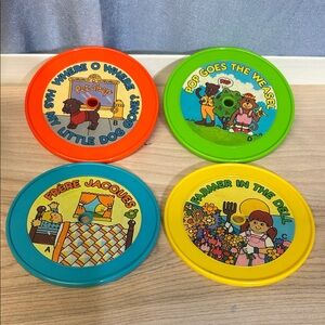 Vintage Toy Discs Set of 4 for  TOMY Music Box Record Player, 1992 disc only